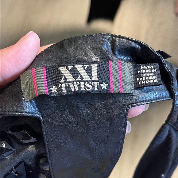 Black Sleeveless Dress with Leather Accents - Picture 3 of 3